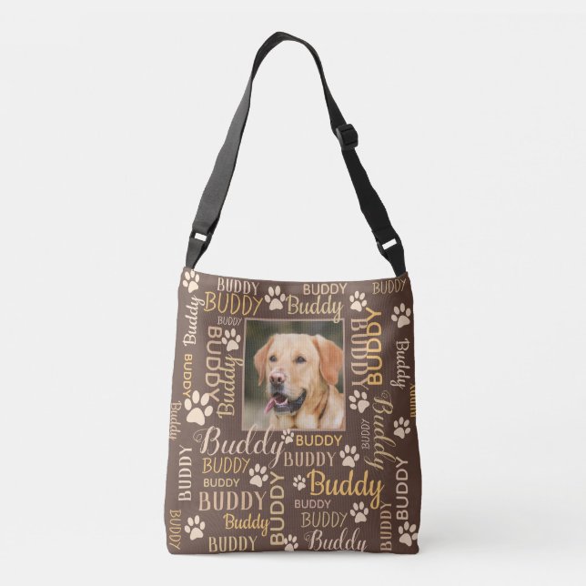 Personalized Photo Names | Brown Dog Crossbody Bag (Back)