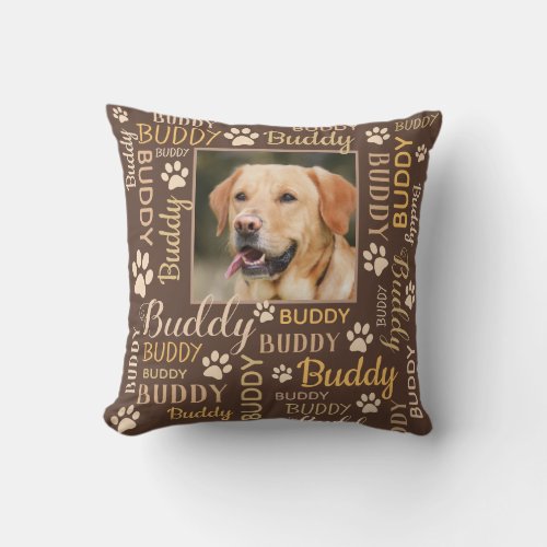 Personalized Photo Names  Brown Dog Pillow