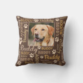 Personalized Photo Names | Brown Dog Pillow (Back)