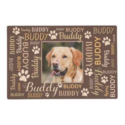 Personalized Photo Names  Brown Dog Placemat