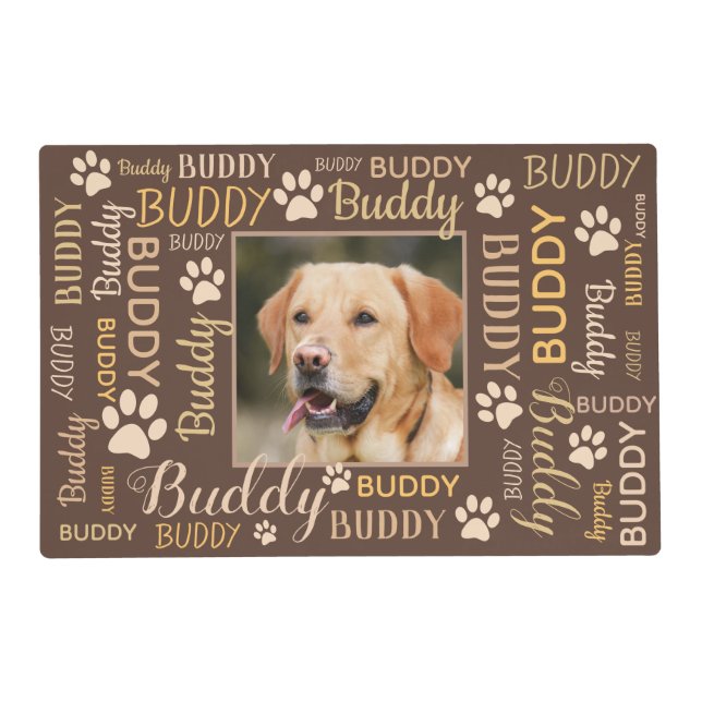 Personalized Photo Names | Brown Dog Placemat (Front)