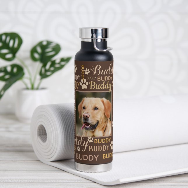 Personalized Photo Names | Brown Dog  Water Bottle (Yoga)