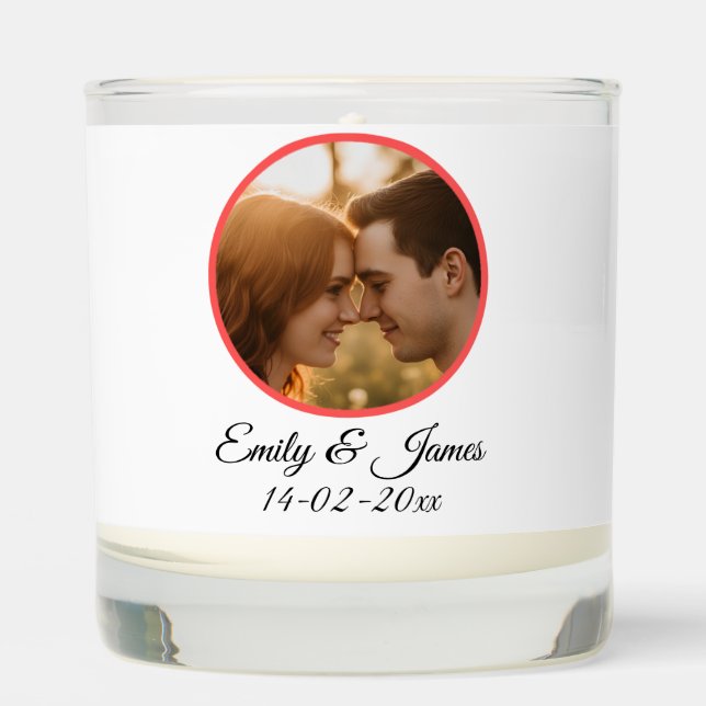 Personalized Photo & Names Couple Custom Date Gift Scented Candle (Front)