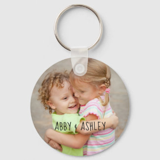 Personalized Photo Names Cute Typography Keepsake Keychain