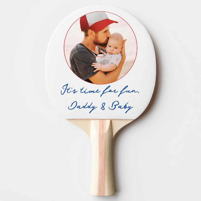 Personalized Photo & Names Daddy Baby Gift Ping Pong Paddle (Front)