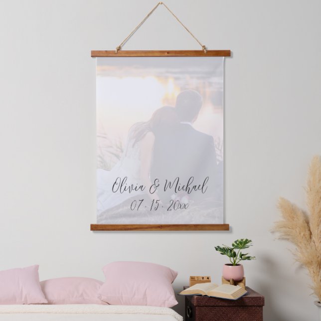 Personalized Photo Names Date Keepsake Hanging Tapestry (Bedroom)