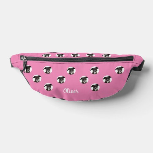 Personalized Photo Names Dog Photo Pink Fanny Pack