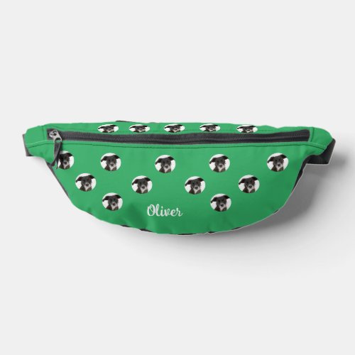 Personalized Photo Names Dog Photo Sea Green Fanny Pack