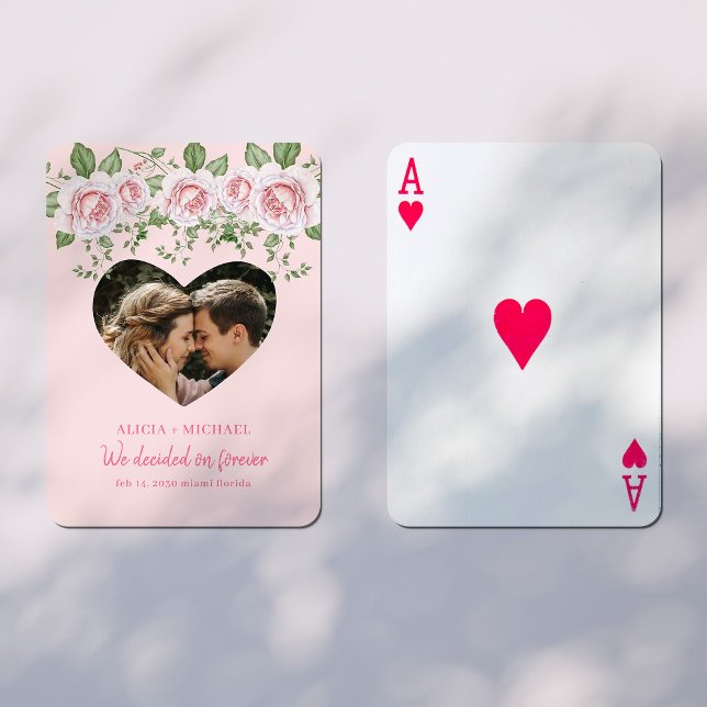 Personalized photo names newlyweds love heart poker cards (Creator Uploaded)
