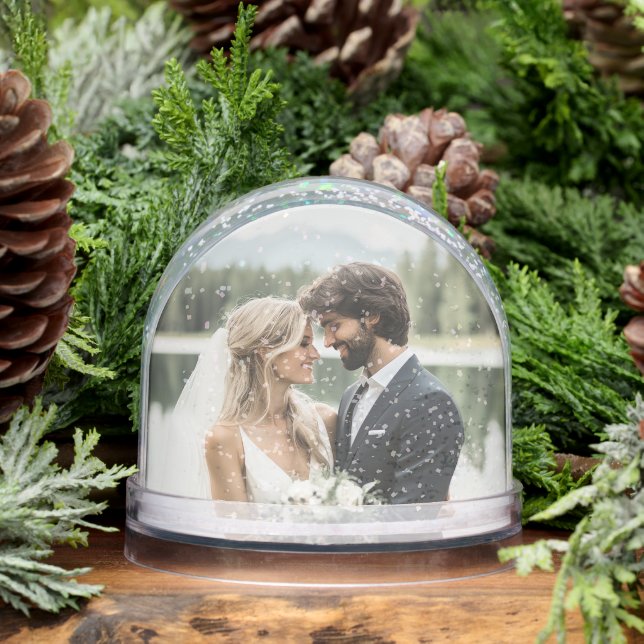 Personalized Photo Names Wedding Date Keepsake Snow Globe (Winter)