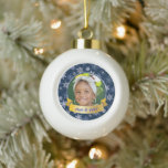 Personalized Photo Navy Blue Snowflake Ceramic Ball Christmas Ornament<br><div class="desc">This playful snowflake design will make a perfect gift for those proud grandparents,  aunts,  uncles,  etc.  Have fun customizing it!</div>