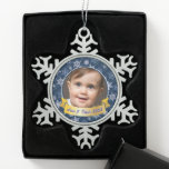 Personalized Photo Navy Blue Snowflake Snowflake Pewter Christmas Ornament<br><div class="desc">This playful snowflake design will make a perfect gift for those proud grandparents,  aunts,  uncles,  etc.  Have fun customizing it!</div>