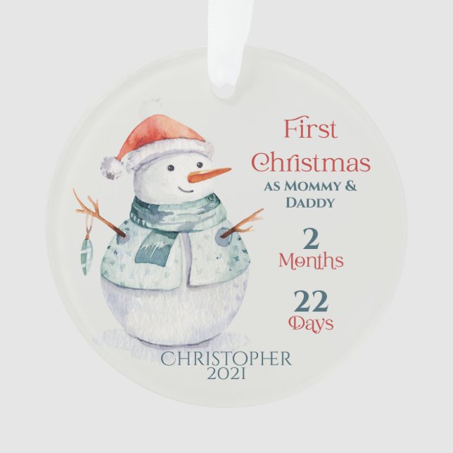 Personalized Photo New Parents First Christmas Ornament (Front)
