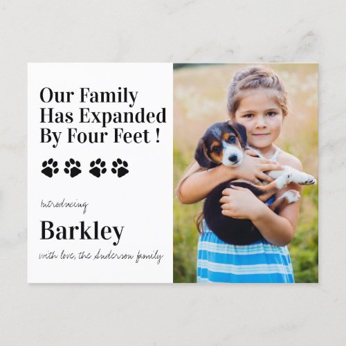 Personalized Photo New Pet Dog Puppy Shower  Announcement Postcard