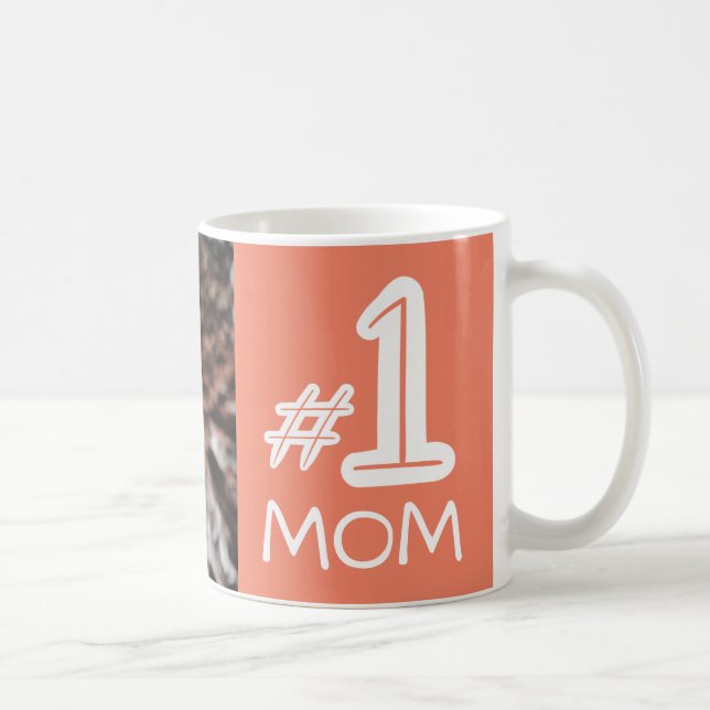 Personalized Photo No. 1 Mom Peach Pink Coffee Mug (Right)