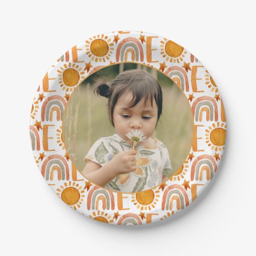 Personalized Photo One Rainbow  Sunshine  Paper Paper Plates