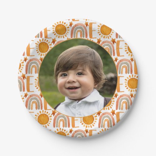 Personalized Photo One Rainbow  Sunshine Paper Plates