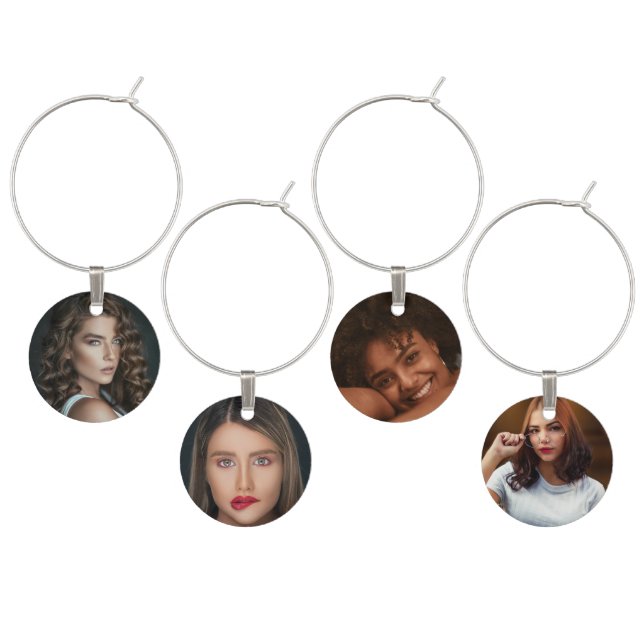 Personalized photo or art  wine charm (Staggered)