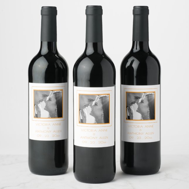 Personalized Photo Orange Wine Label (Bottles)