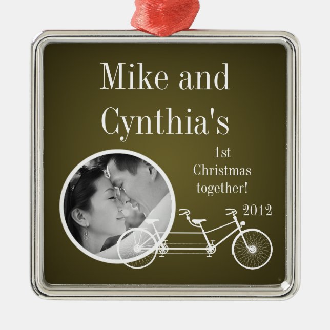 Personalized Photo Ornament Brown Double Bike (Front)