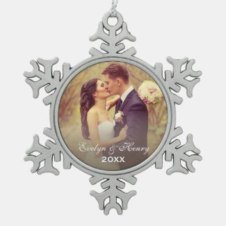 Personalized Photo Ornament | Wedding Monogram