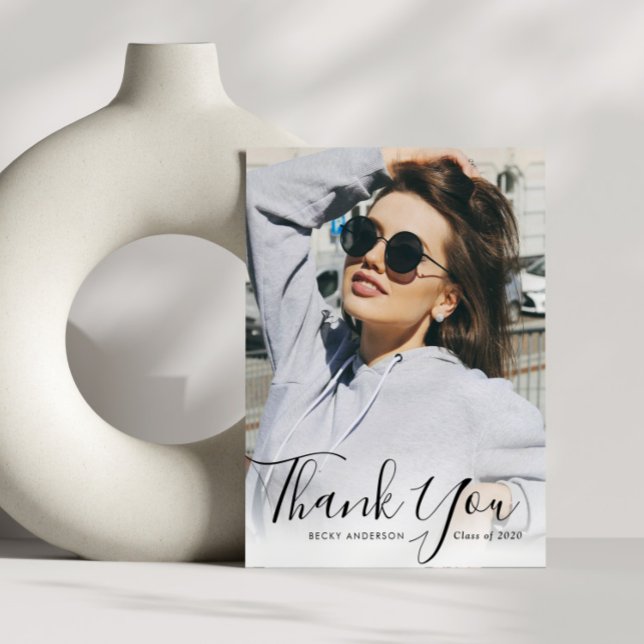 Personalized photo overlay graduation thank you postcard (Creator Uploaded)