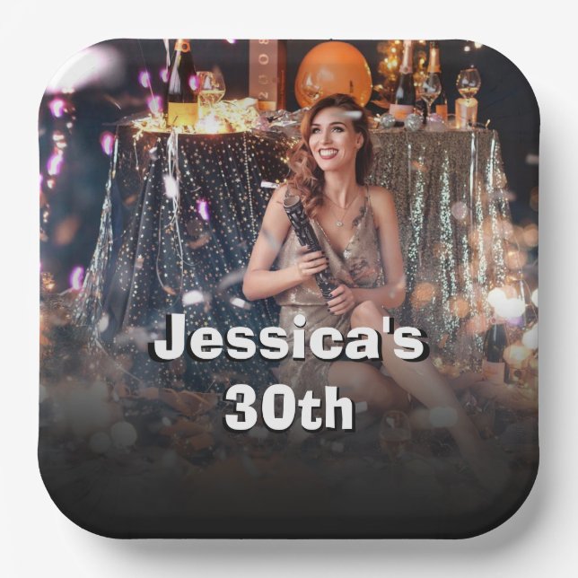 Personalized Photo Party  Paper Plates (Front)