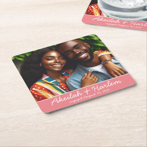 Personalized Photo Party Square Paper Coaster