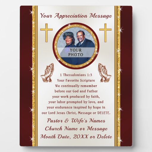 Personalized Photo, Pastor Appreciation Plaques Zazzle