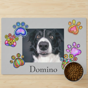 Personalized Photo Paw Name Dog Cat Pet Food Mat