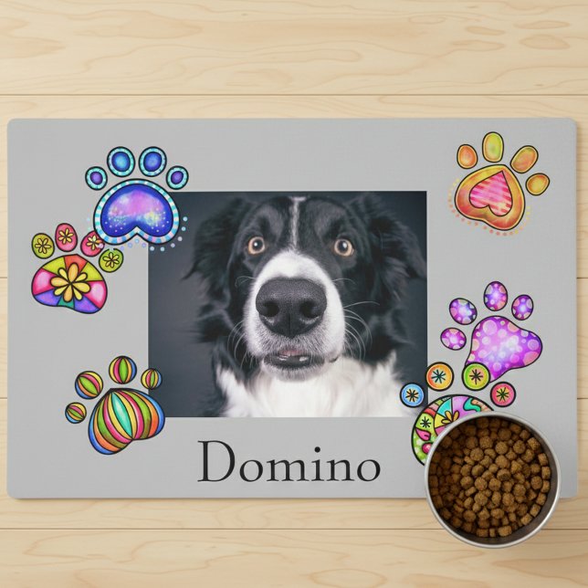 Personalized Photo Paw Name Dog Cat Pet Food Mat (Creator Uploaded)