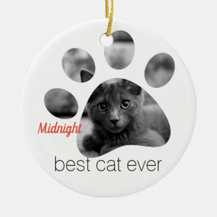 Personalized Photo Paw Print Ceramic Ornament