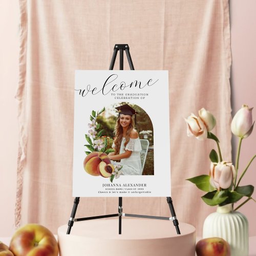 Personalized Photo Peach Graduation Welcome Sign