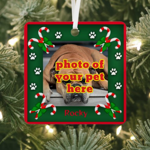 Personalized Photo Pet Christmas Tree Trim Metal Ornament