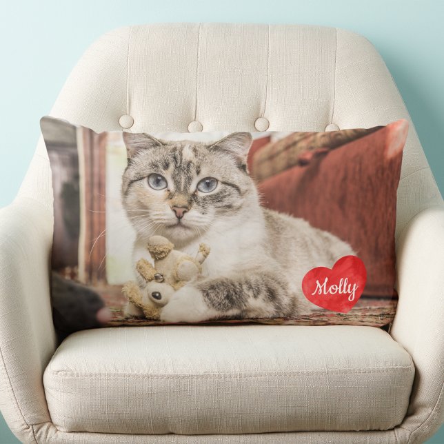 Personalized Photo Pet Dog Family Cat Template Lumbar Pillow (Creator Uploaded)