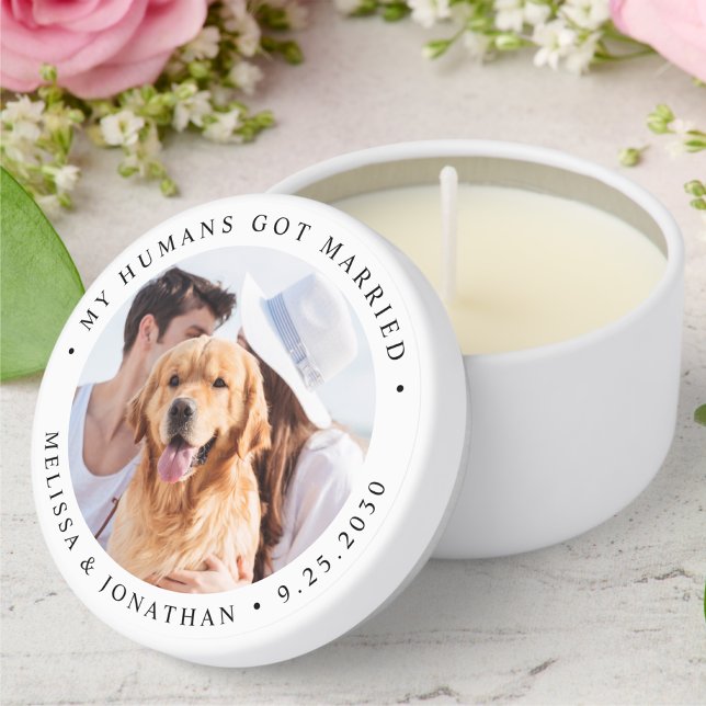 Personalized Photo Pet Dog Just Married Wedding Mini Candle Favors (Creator Uploaded)