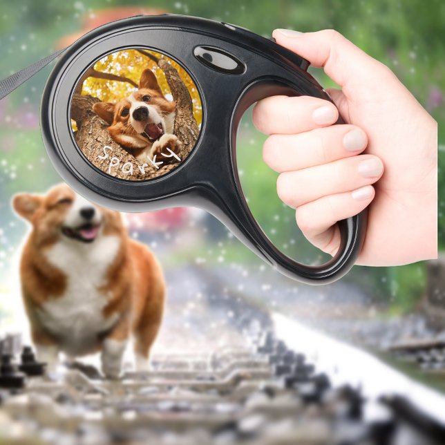 Personalized Photo Pet Dog Name Retractable Pet Leash (Creator Uploaded)