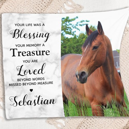 Personalized Photo Pet Loss Horse Memorial Fleece Blanket