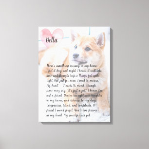 Personalized photo pet memorial poem  canvas print