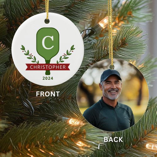 Personalized Photo Pickleball Christmas Ornament