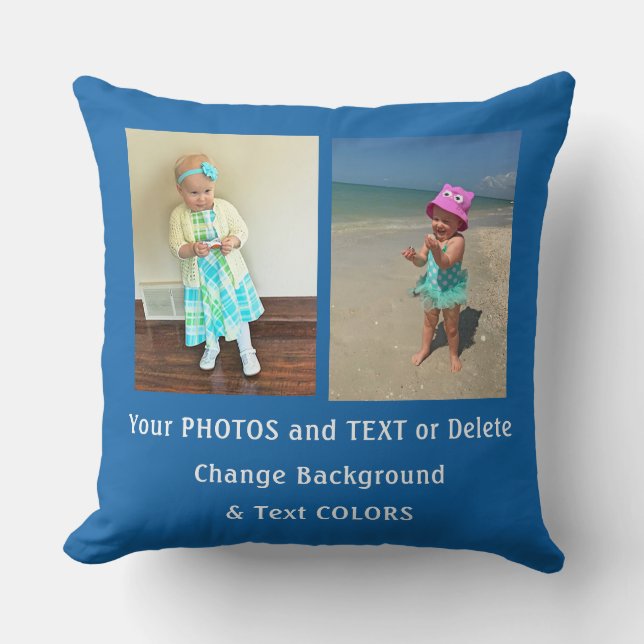 Personalized Photo Pillow, Text, Colors, 3 Photos Throw Pillow (Front)