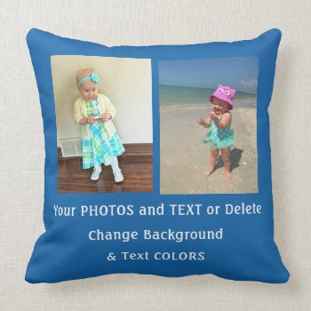Personalized Photo Pillow  Text  Colors  3 Photos Throw Pillow by YourSportsGifts at Zazzle