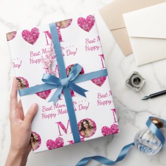Personalized Photo Pink Floral Lettering Heart Mom