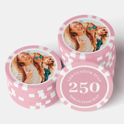 Personalized Photo Pink Numbered 250 Value Game Poker Chips