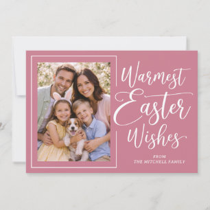 Personalized Photo Pink On Mauve Happy Easter Holiday Card