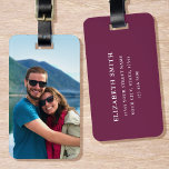 Personalized Photo Pink Plum Simple Modern Luggage Tag<br><div class="desc">Create your own photo luggage tag! A stylish template personalized with a favorite photograph,  name and contact details. Custom luggage tags are a great gift for friends and family,  and a useful accessory on vacation and business trips! Printed colors: purple-pink plum and white.</div>