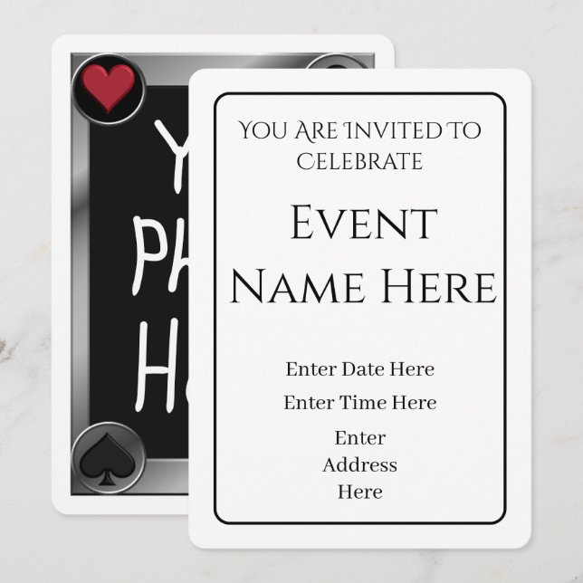 Personalized Photo Poker Playing Card Invitation (Front/Back)