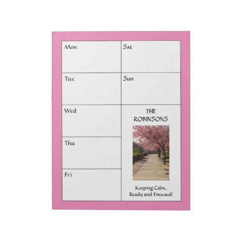 Personalized Photo Pretty Pink Organizer Notepad