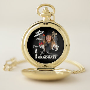 Personalized Photo, Proud Mom of a 2025 Graduate Pocket Watch