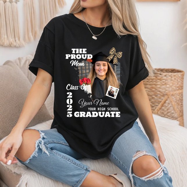 Personalized Photo, Proud Mom of a 2025 Graduate T-Shirt (Creator Uploaded)